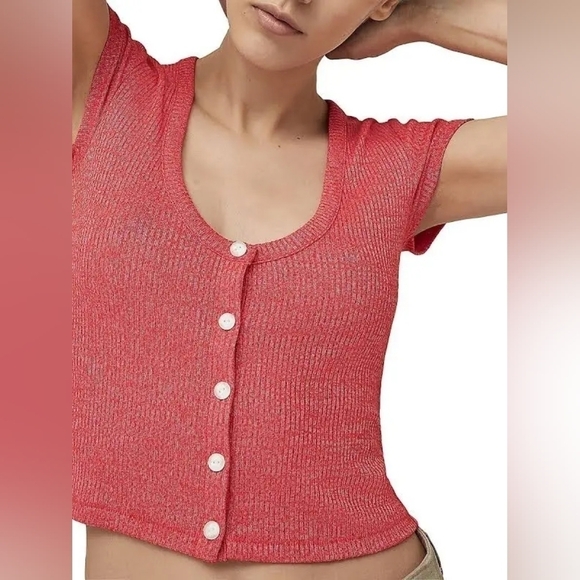 Rag & Bone The Knit Rib Scoop Neck Tee Rib T-Shirt - Picture 5 of 15